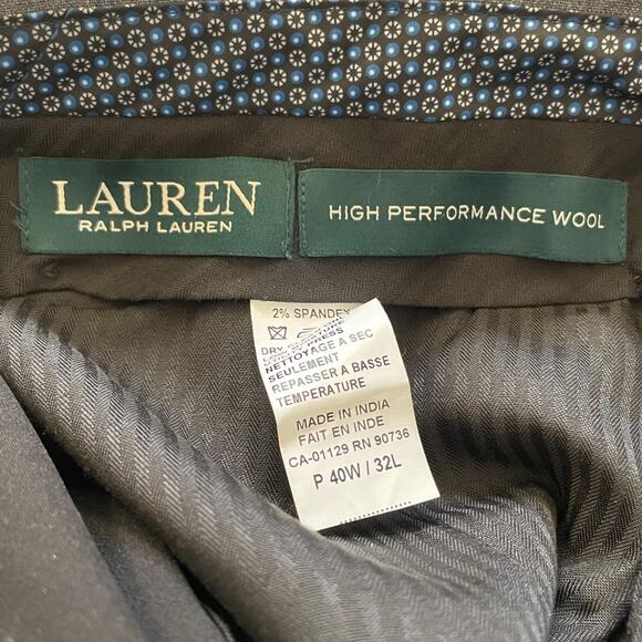 Lauren Ralph Lauren Men’s Dress Pants High Performance Wool Trousers Gray 40/32 - Picture 6 of 10